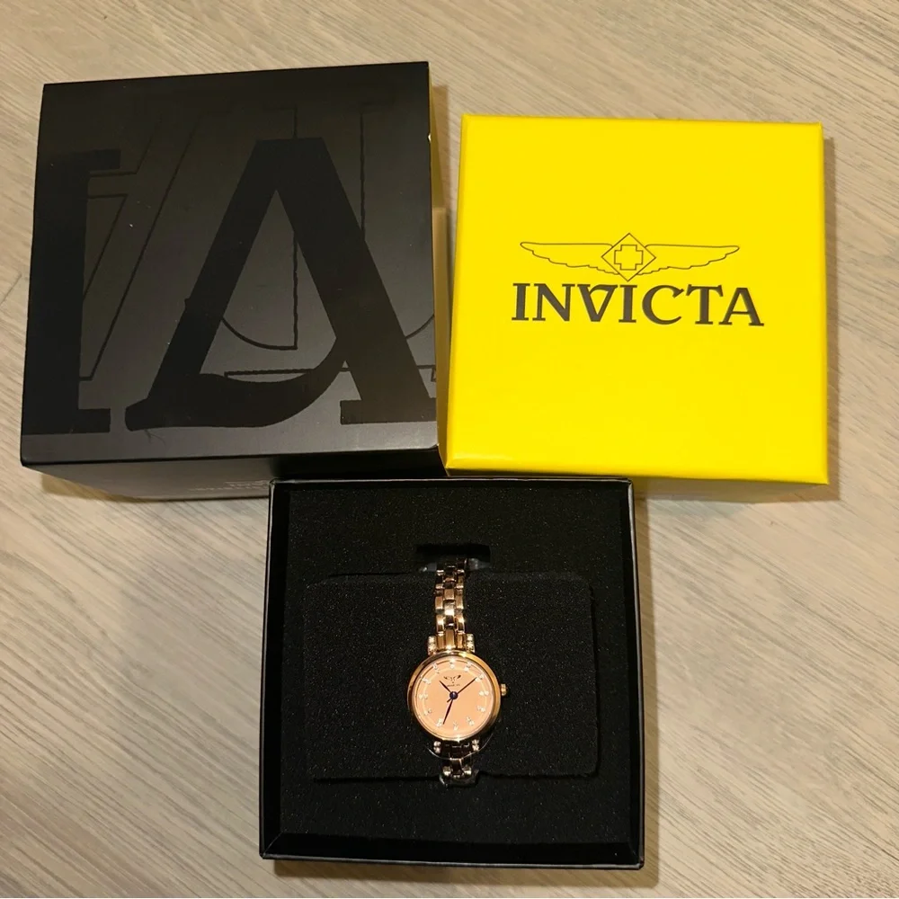 Invicta Angel 69070 Women’s 25mm Rose Gold Quartz Bracelet Watch NIB